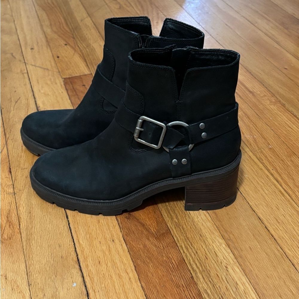 Real Black Leather Moto-Boots